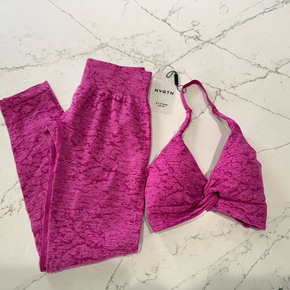 NVGTN Magenta Sports Bra and Leggings Set